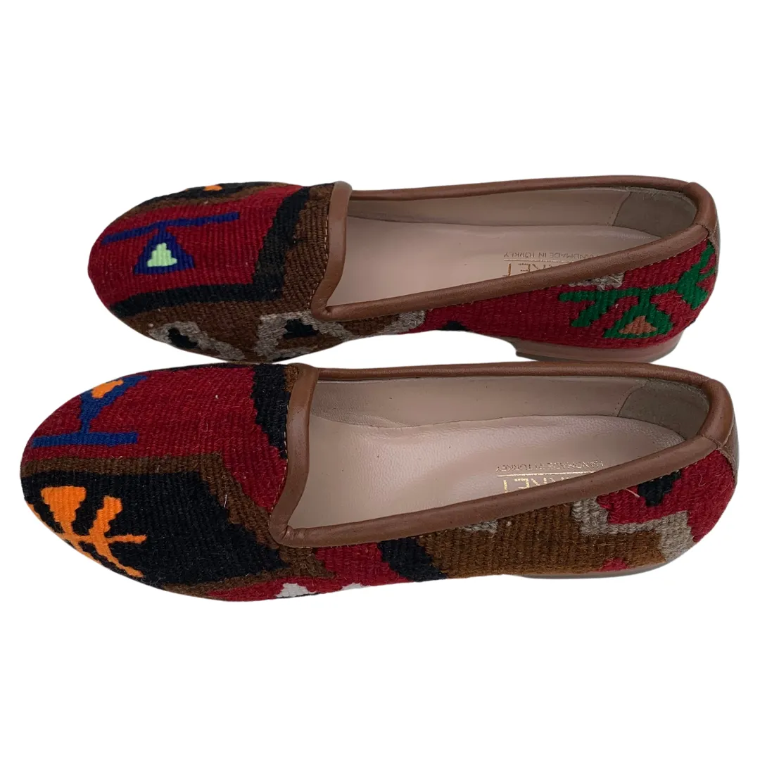 Women's Turkish Kilim Loafers Red with Pattern