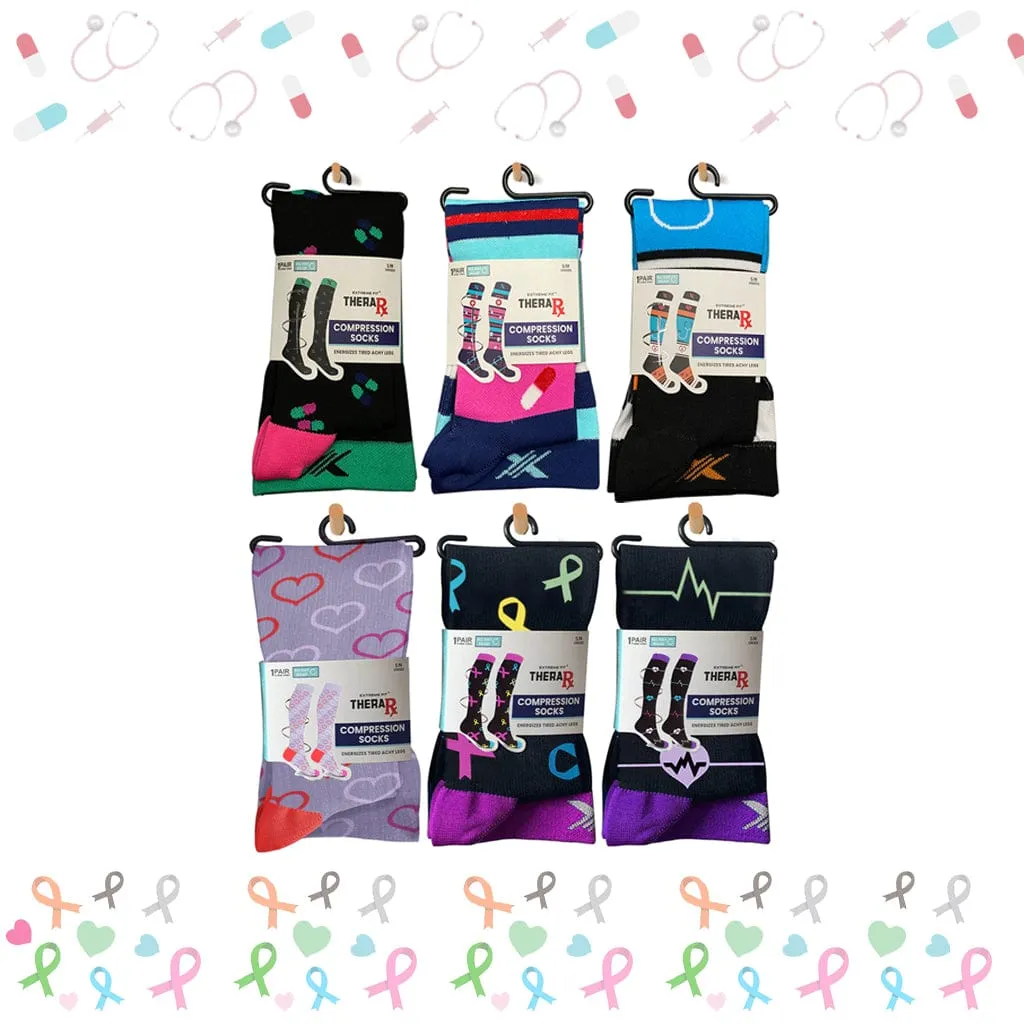 XTF Medical Prints Knee-High Compression Socks (6-Pairs)